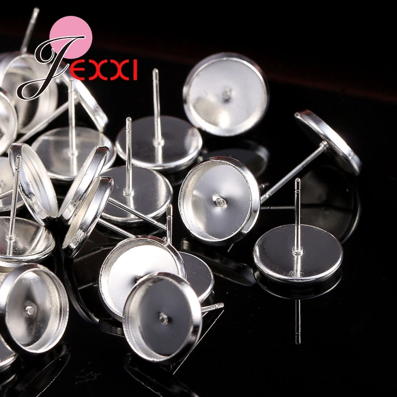 50pcs Real 925 Sterling Silver Stud Earring Components Pins Needles DIY Ear Findings Wholesale Low Price Fast Shipping