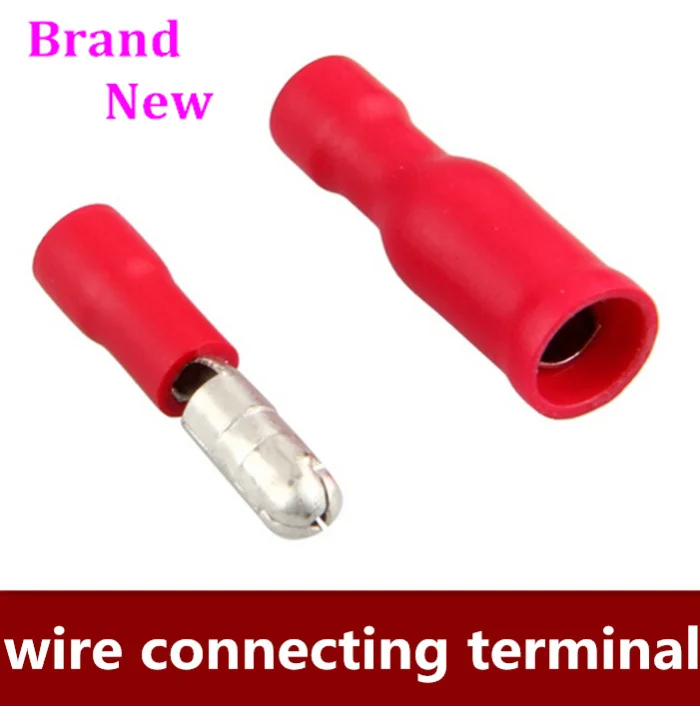 1000PCS/LOT   500pairs/lot   red Bullet Connector Insulated Crimp Terminals for Electrical & Wiring