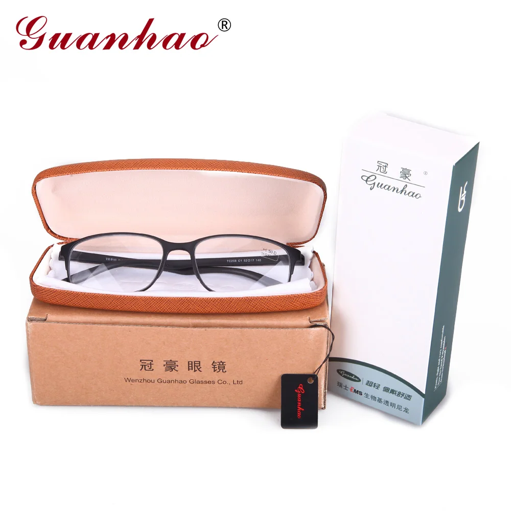 Guanhao Designer Spectacle Reading Glasses TR90 Frame Fashion Hyperopia Colors Men Women Computer Glasses for Sight 1.0 1.5