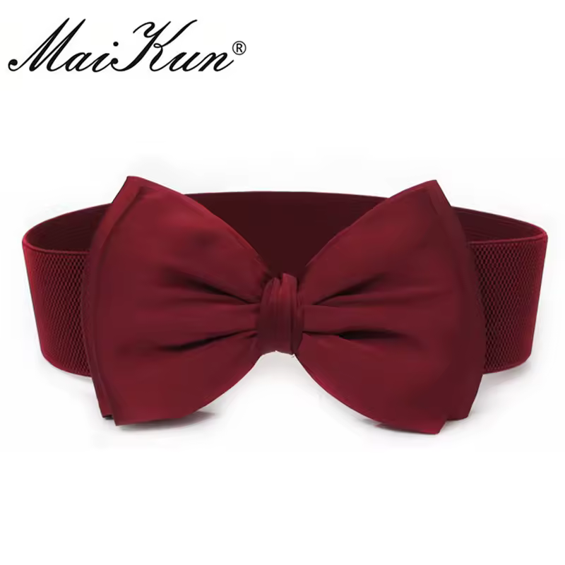 Maikun אלסטי Bowknot חגורות שמלות לאישה מעצב חגורות נשים חגורות שמלת מסיבת אביזרי נישואים באיכות גבוהה