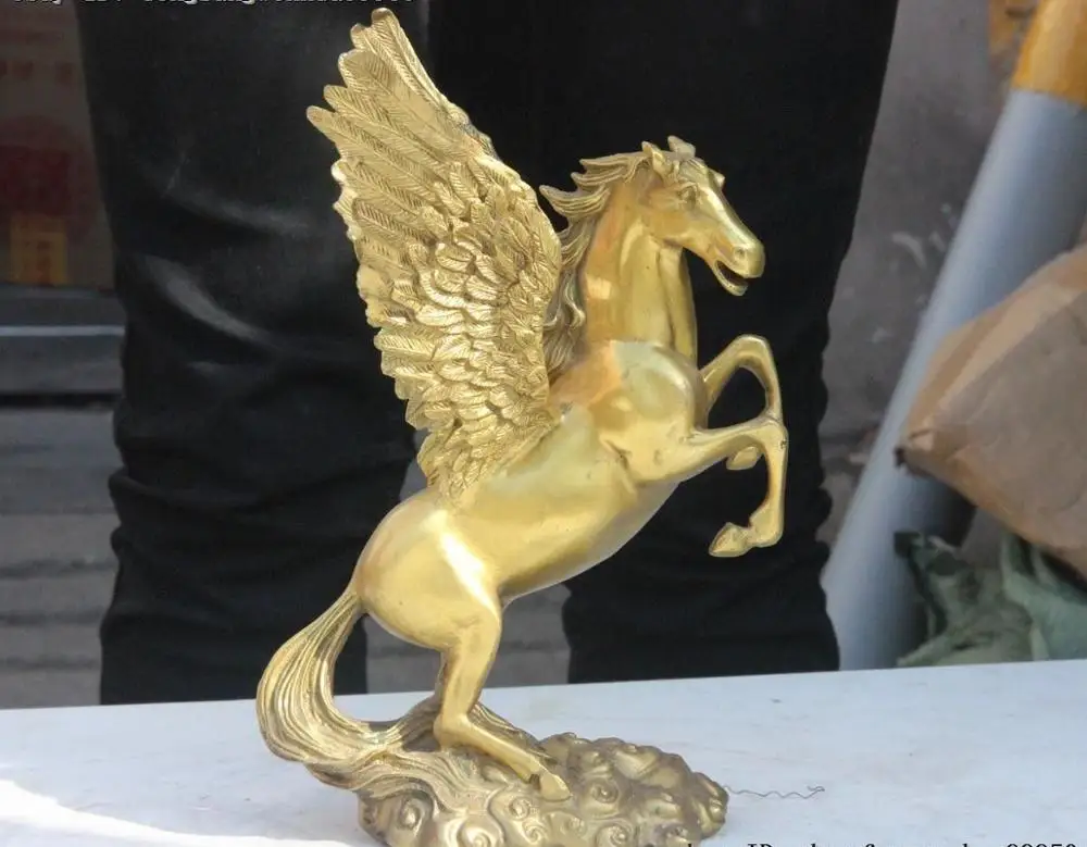 

Chinese Fengshui Brass Copper Mythological Flying Horse Horses Animal Statue