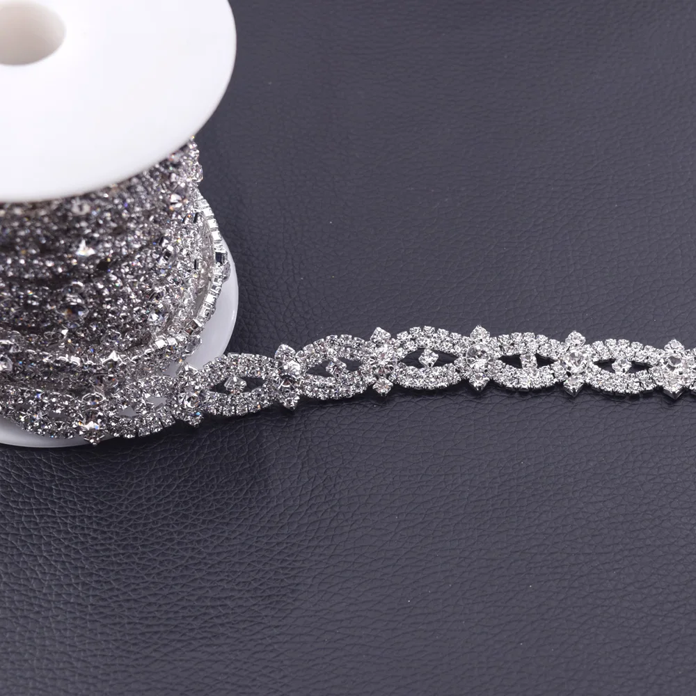 Rhinestone chain Shining crystal floral chain Wedding dress shoes packaging accessories Welding webbed accessories