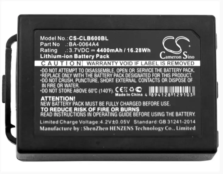 Cameron Sino 4400mAh battery for  CIPHERLAB CP60 CP60G BA-0064A4 BCP60ACC00002 BarCode, Scanner Battery