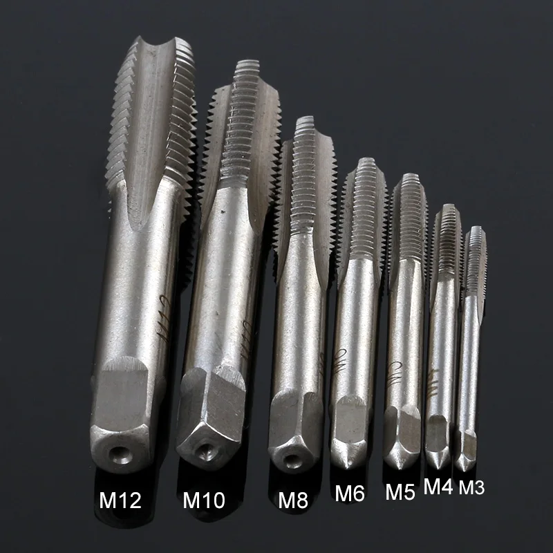 

7 PCS / Group HSS Tapered Square Handle Straight Slot Screw Tapping Metric Plug Hand Drill M3 -M12 Mechanical Screwdriver