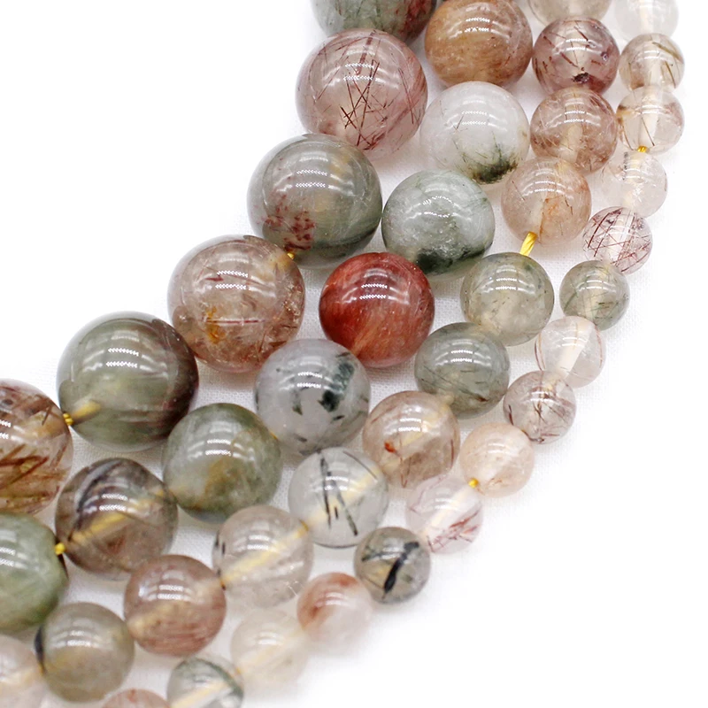 Superior quality Natural Rutilated Quartz hair crystal stone beads DIY Loose Beads for jewelry making Bracelet  Accessories