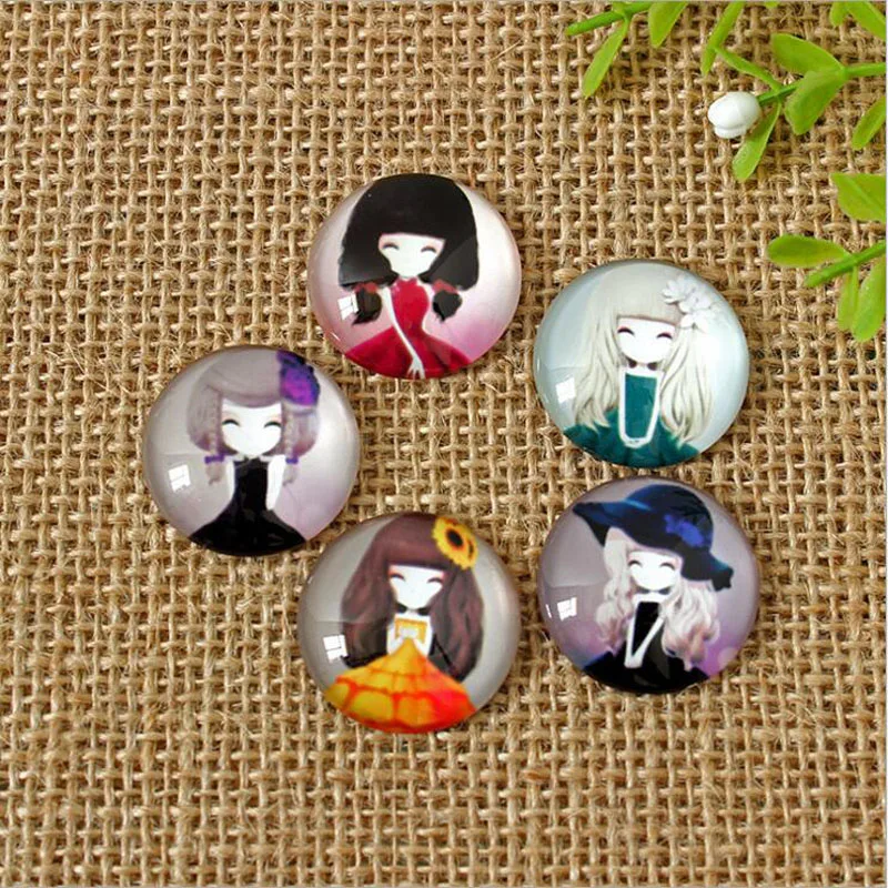 Cute Girl Glass Cabochon Cameo 10mm 12mm 14mm 18mm 20mm 25mm Flatback Embellishment Scrapbook Accessories DIY Craft