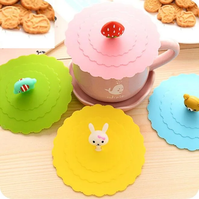 

Creative silicone leak-proof lid cartoon teacup Heat insulation dust cover ss1695