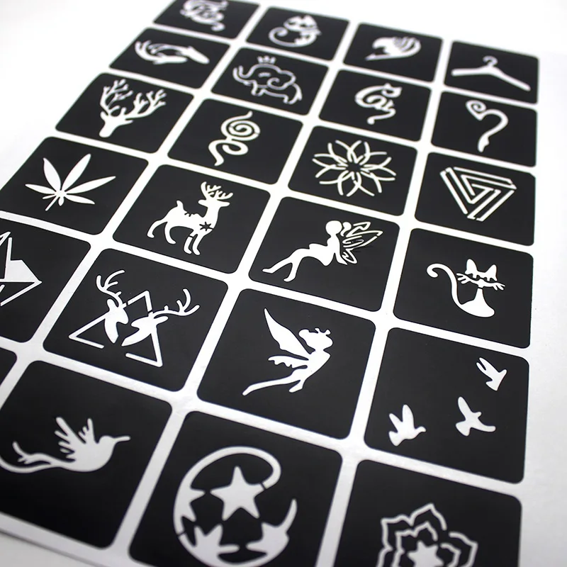 6 Sheet 141pcs Small Tattoo Stencils Reusable Body Art Glitter Tattoo Stencil Sticker Temporary Airbrush Tattoo Face Painting