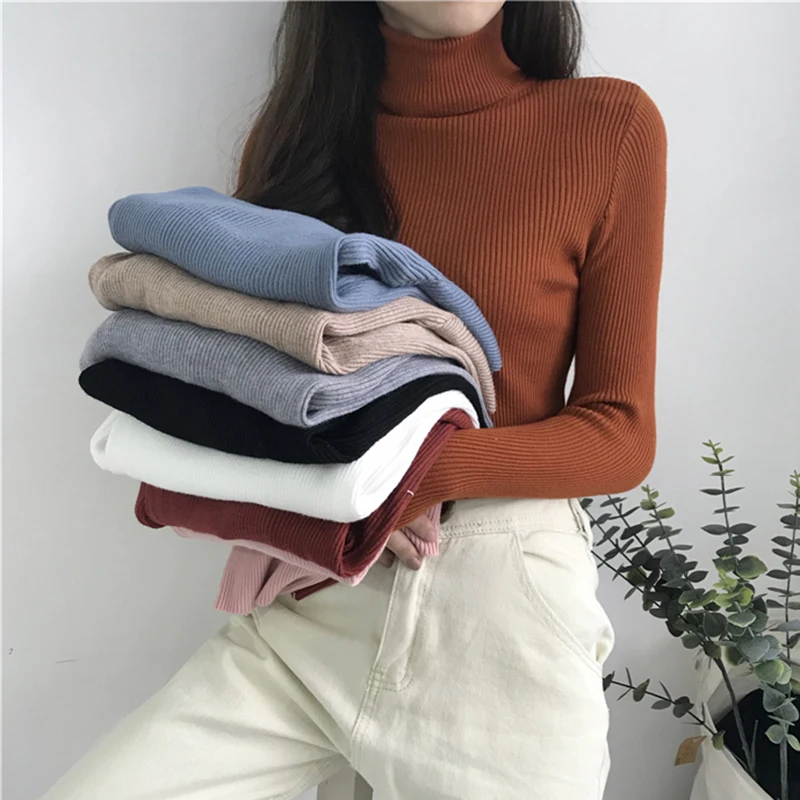 

AOSSVIAO 2024 Turtleneck Warm Women Sweater Autumn Winter Knitted Femme Pull Slim High Elasticity Soft Female Pullovers Sweater