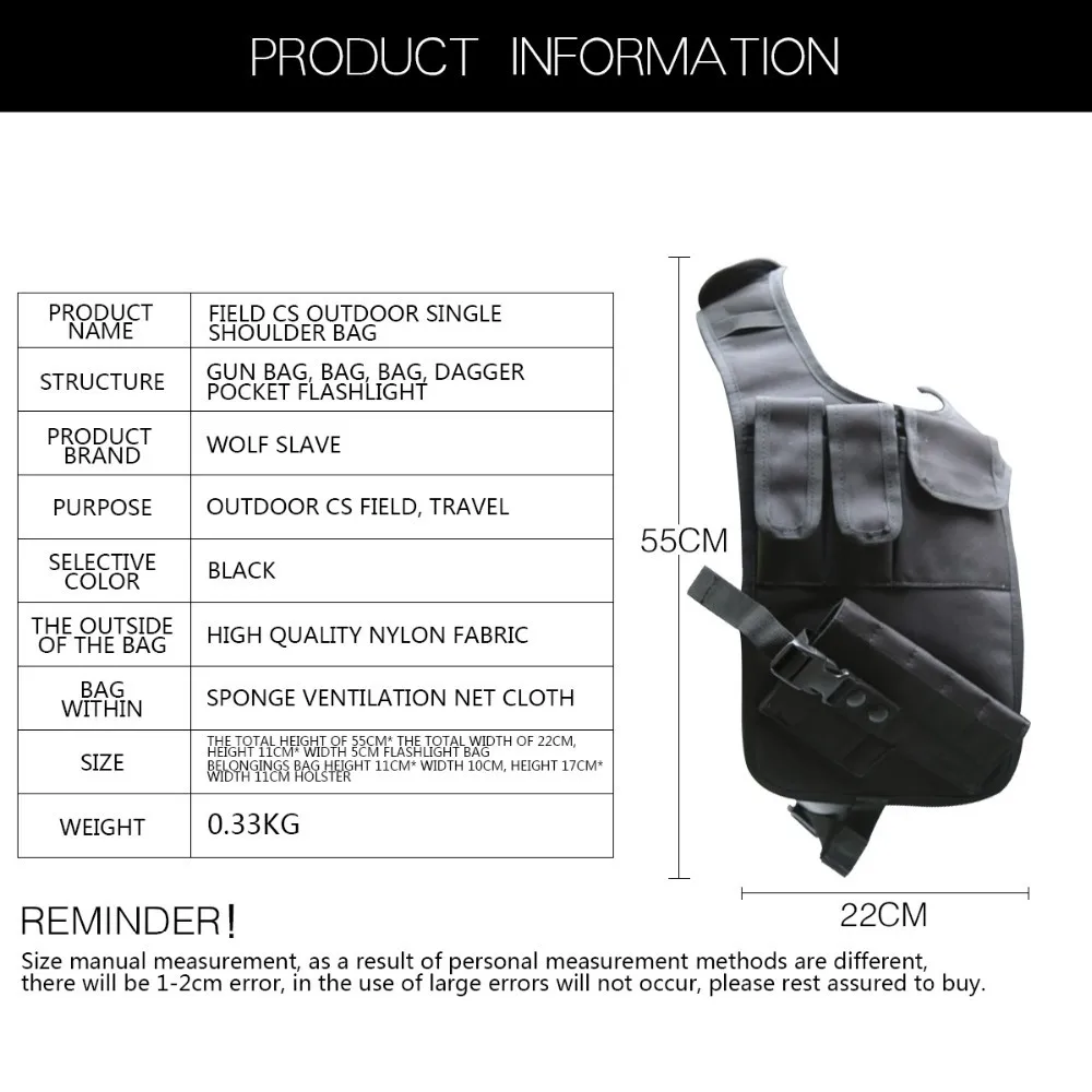 Pistolera de cintura táctica AAA, funda oculta de seguridad antirrobo, bolsa de pistola oculta Molle, bolsa de hombro de caza, almacenamiento