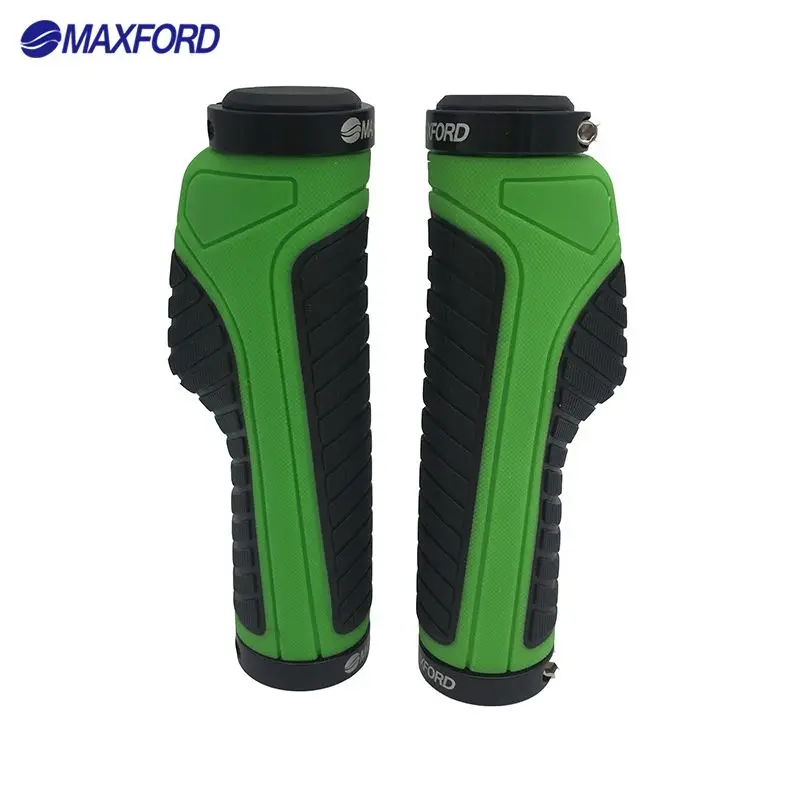 MAXFORD MTB Bicycle Grips Mountain Bike Grips for Handlebar Parts Bar End Green Black color Two sides Rings Locked Grips