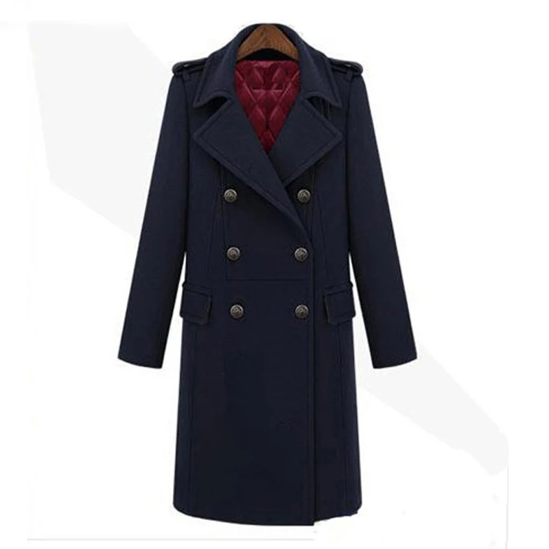 

Fashion Double Breasted Long Coat Women Faux Cashmere Overcoat Thick Jacket Windbreaker Wool Winter Brand Clothing