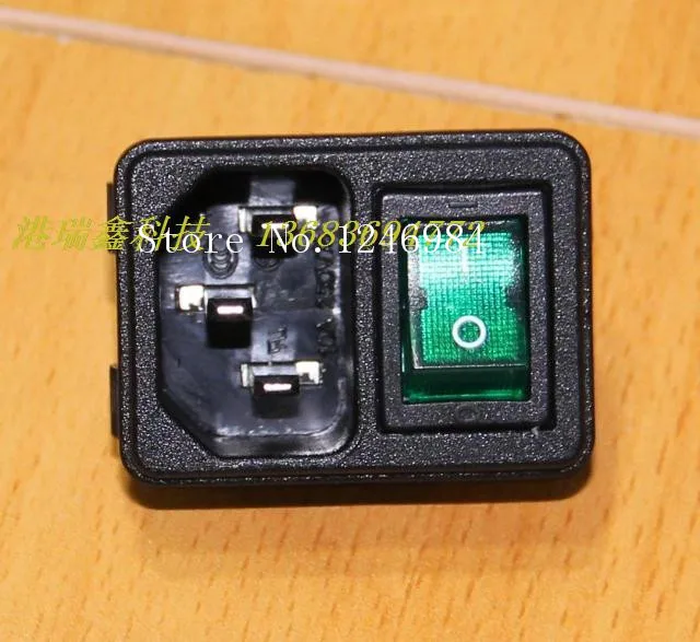 [SA]JEC AC AC outlet triangle combo card socket with green switch JR-101-1FSA O R B G --50pcs/lot