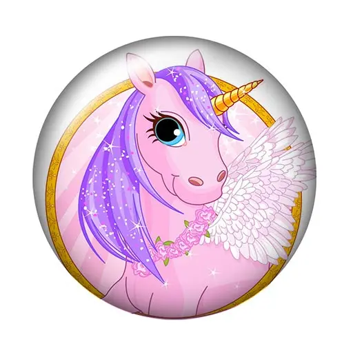 DB0461 New Unicorn Horse 10pcs Round 18mm snap buttons photo glass cabochon for snap jewelry bracelets necklace wholesale
