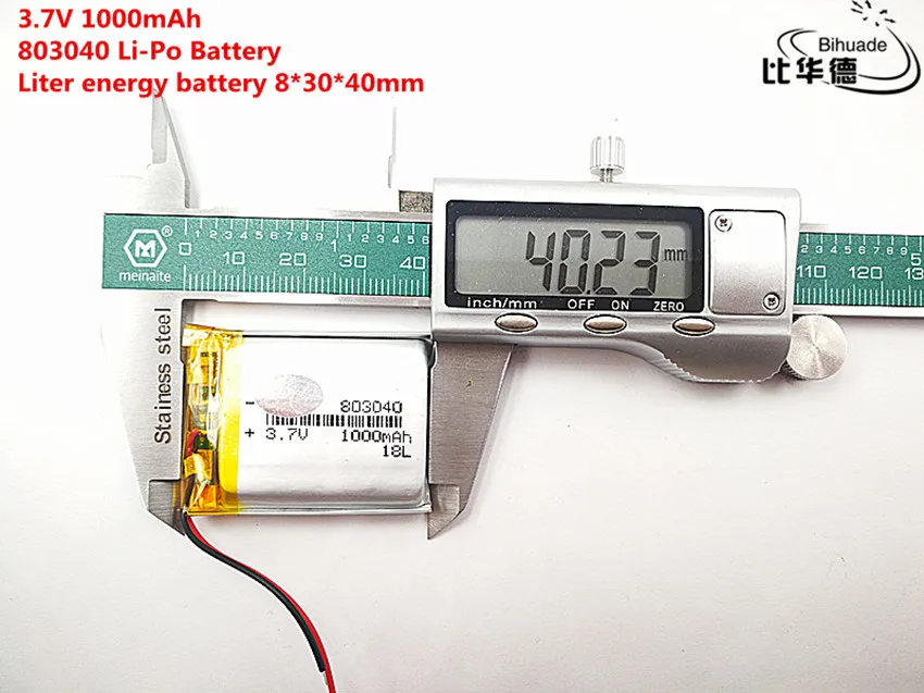 10 sztuk litera energii baterii dobrej jakości 3.7 V, 1000 mAH, 803040, polimerowa bateria litowo-jonowa/akumulator litowo-jonowy do TOY, POWER