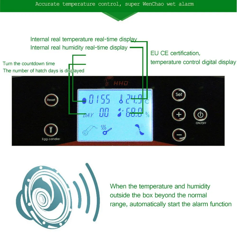 Automatic 56 Eggs Brooder Digital Fully Automatic Egg Incubator with light Poultry Chicken Duck Temp and Humidity Controller