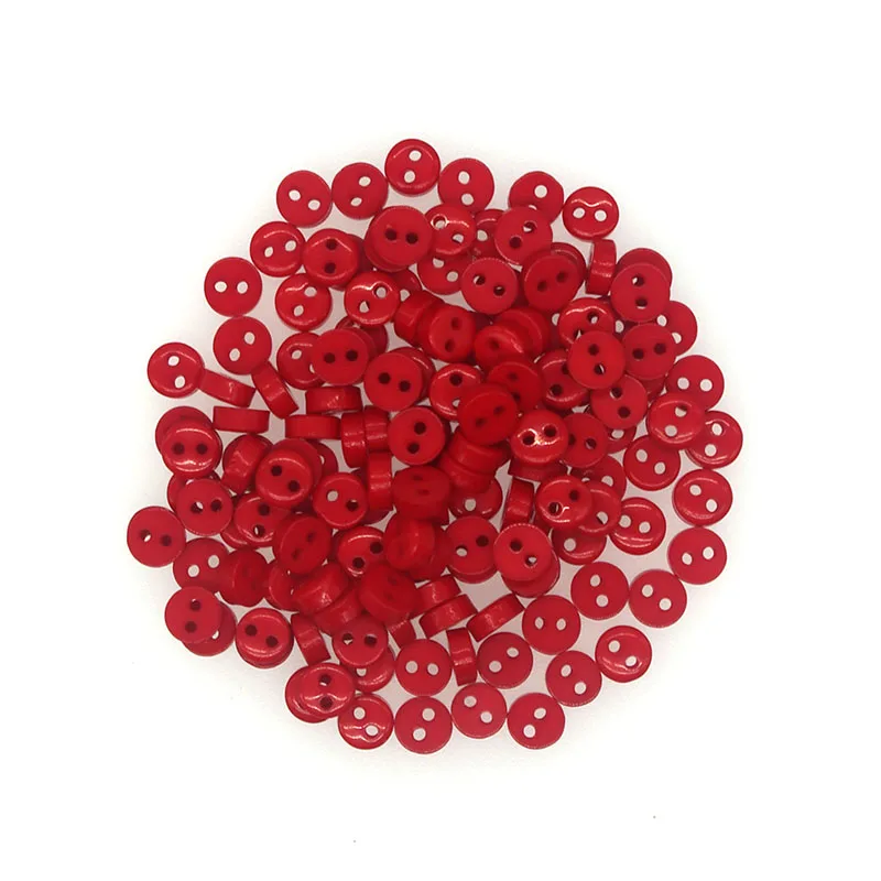 SHINE Brand 100 шт. Красная резиновая швейная мини-пуговица, круглые пуговицы с 2 отверстиями, декоративные для одежды S1060 6 мм