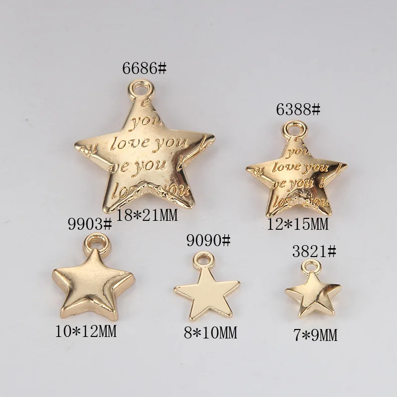 

100PCS Gold Color Plated Zinc Alloy Love Star Charms Pendants for Diy Handmade Jewelry Findings Accessories wholesale