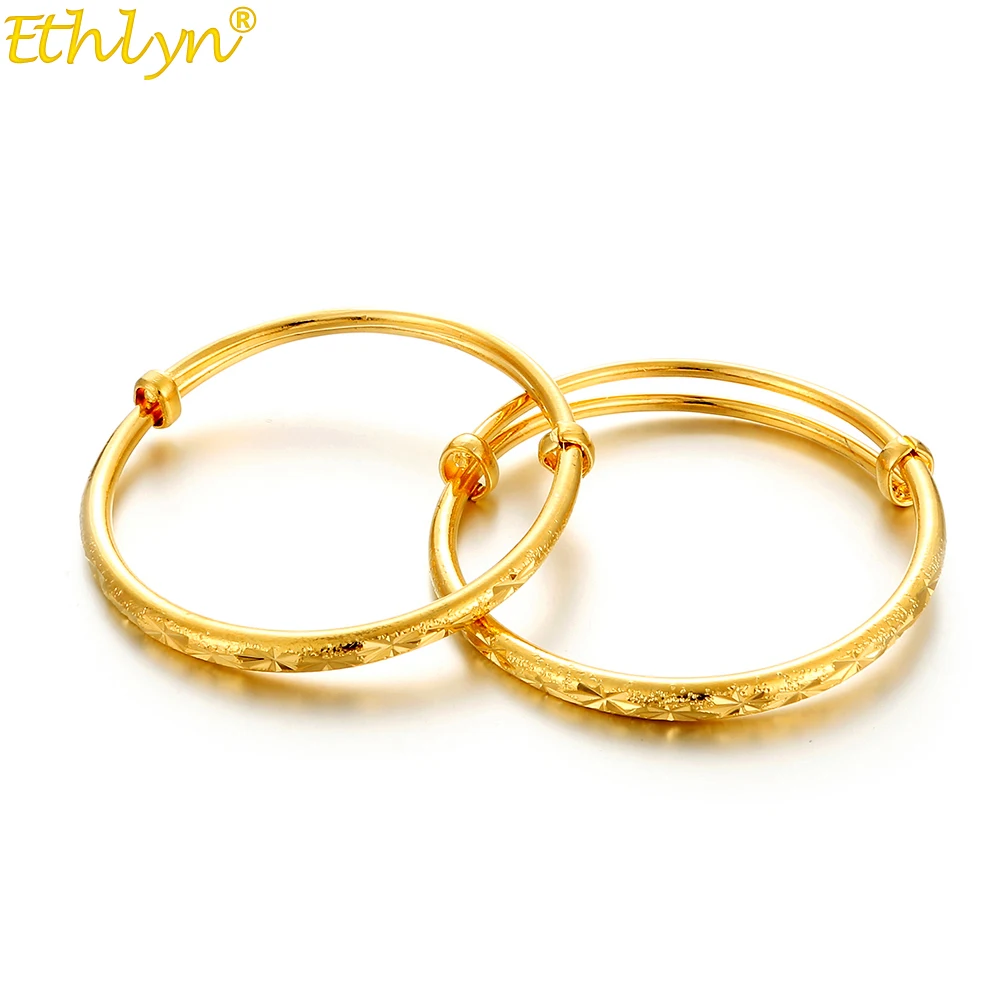 Ethlyn 2pcs/lot  Ethiopian /Arab/African Lucky Stars Baby Kids Children  Gold Color Birthday Bangle Bracelet Jewelry Gift B151