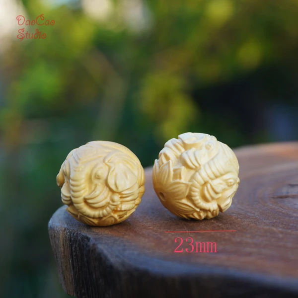 Natural Boxwood Beads Carved Elephant , Pendant Tiny Charms Mala Japa Beads Shambhala Bracelet Jewellry Findings DIY Accessories