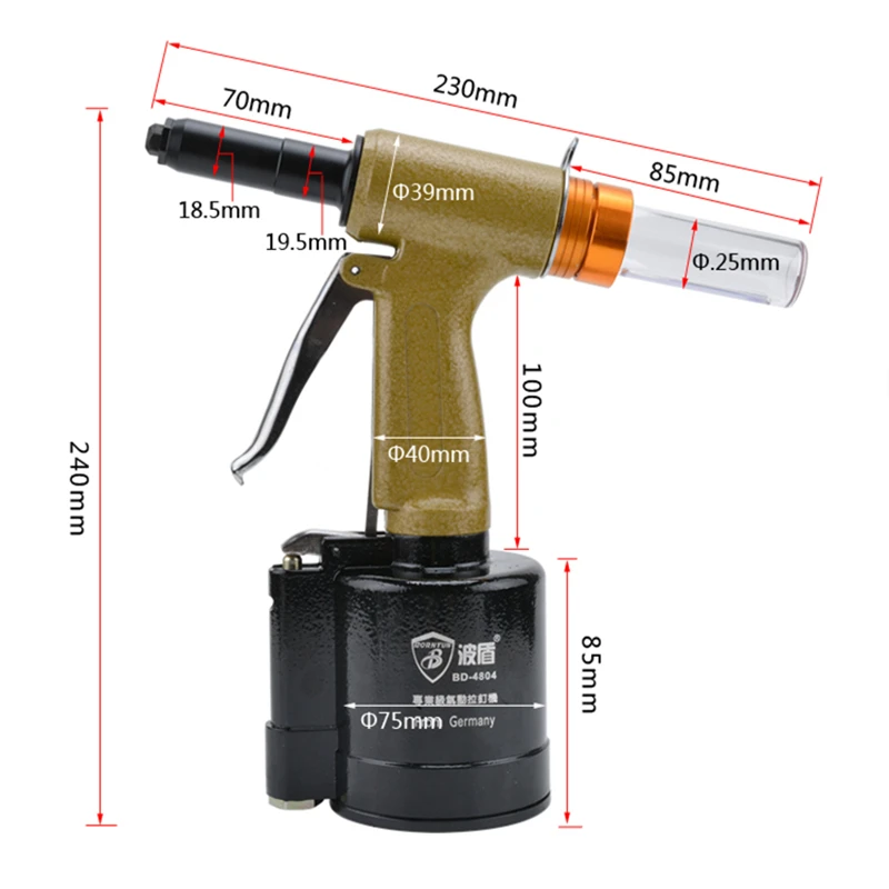 Borntun – riveteuse pneumatique, pince de traction pour Rivets 2.4mm 3.2mm 4.0mm 4.8mm, Machine-outil de traction industrielle
