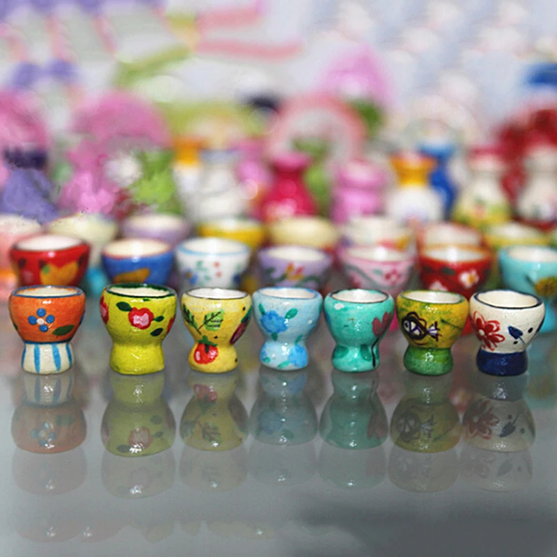1:12 Mini Flower Pot DIY Handmade Doll Houses Kitchen Pottery Ceramic Ornament Decor Vase Dollhouse Miniatures