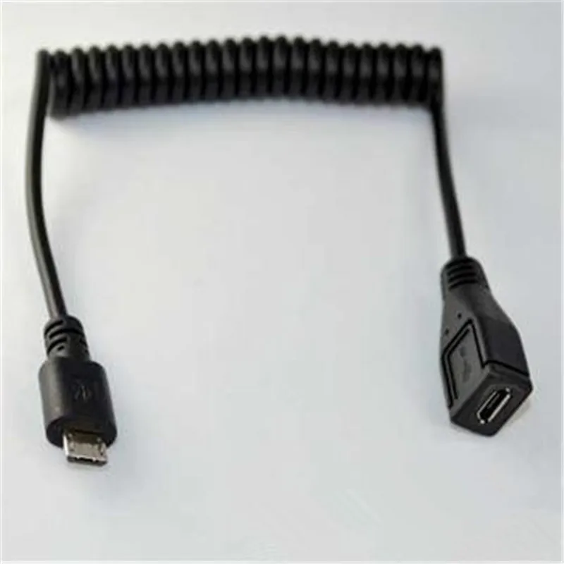 マイクロusb 5Pinオスコイル状マイクロusb b男性女性にm/f延長充電スパイラルケーブルコード 1 メートル/100 センチメートル