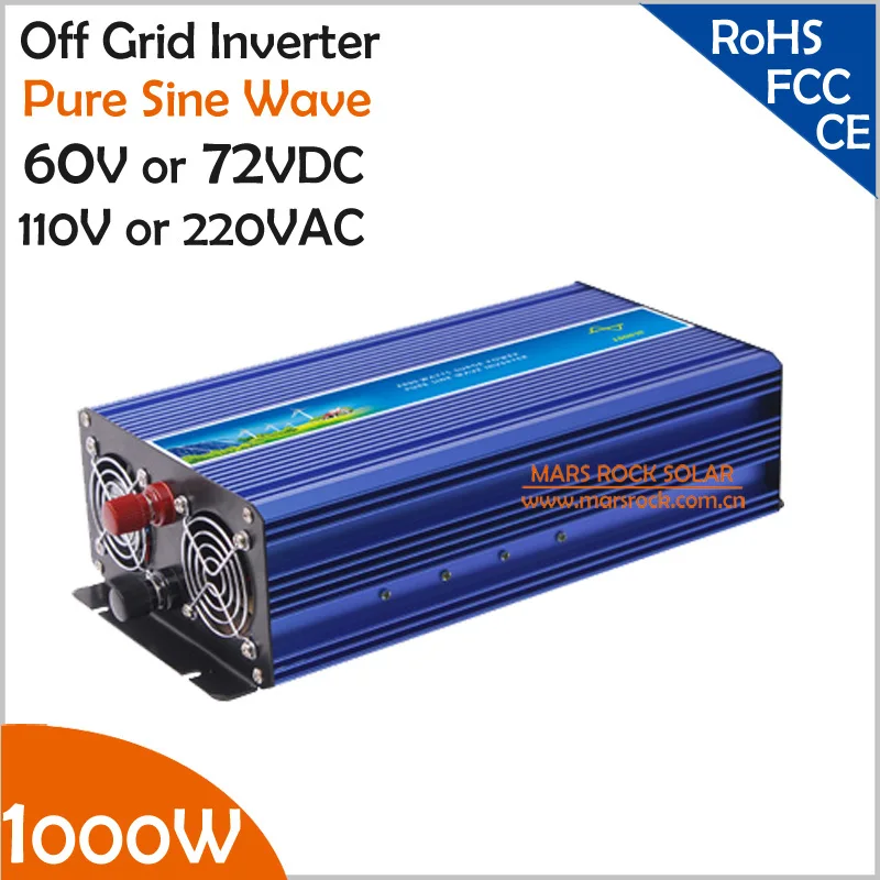 1000W Off Grid Inverter for 60V/72VDC Battery, Surge Power 2000W Pure Sine Wave Inverter Supply power to 110V/220VAC Applianeces