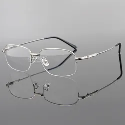 Men's Half Rimless Flexible Metal Reading Glasses +50 +75 +100 +125 +150 +175 +200 +225 +250 +275 +300 +325 +350 +375 +400 +425