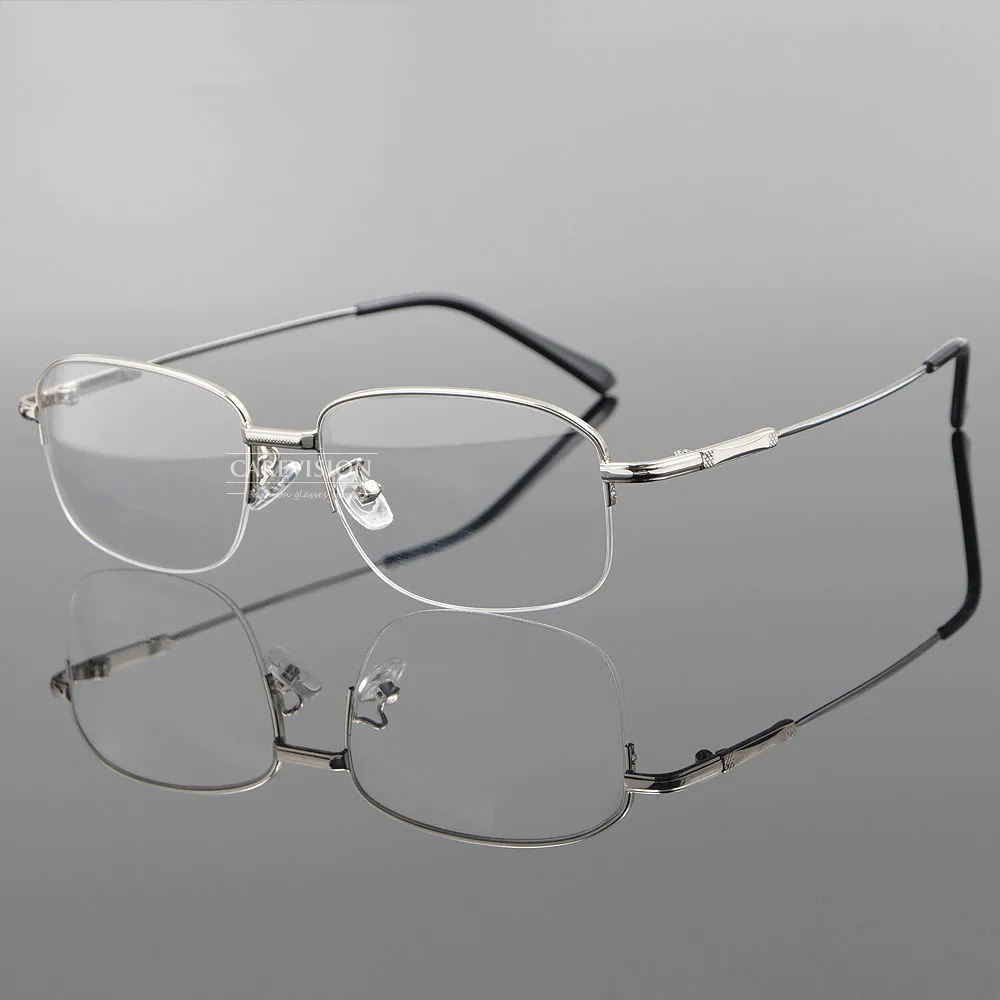 Men's Half Rimless Flexible Metal Reading Glasses +50 +75 +100 +125 +150 +175 +200 +225 +250 +275 +300 +325 +350 +375 +400 +425