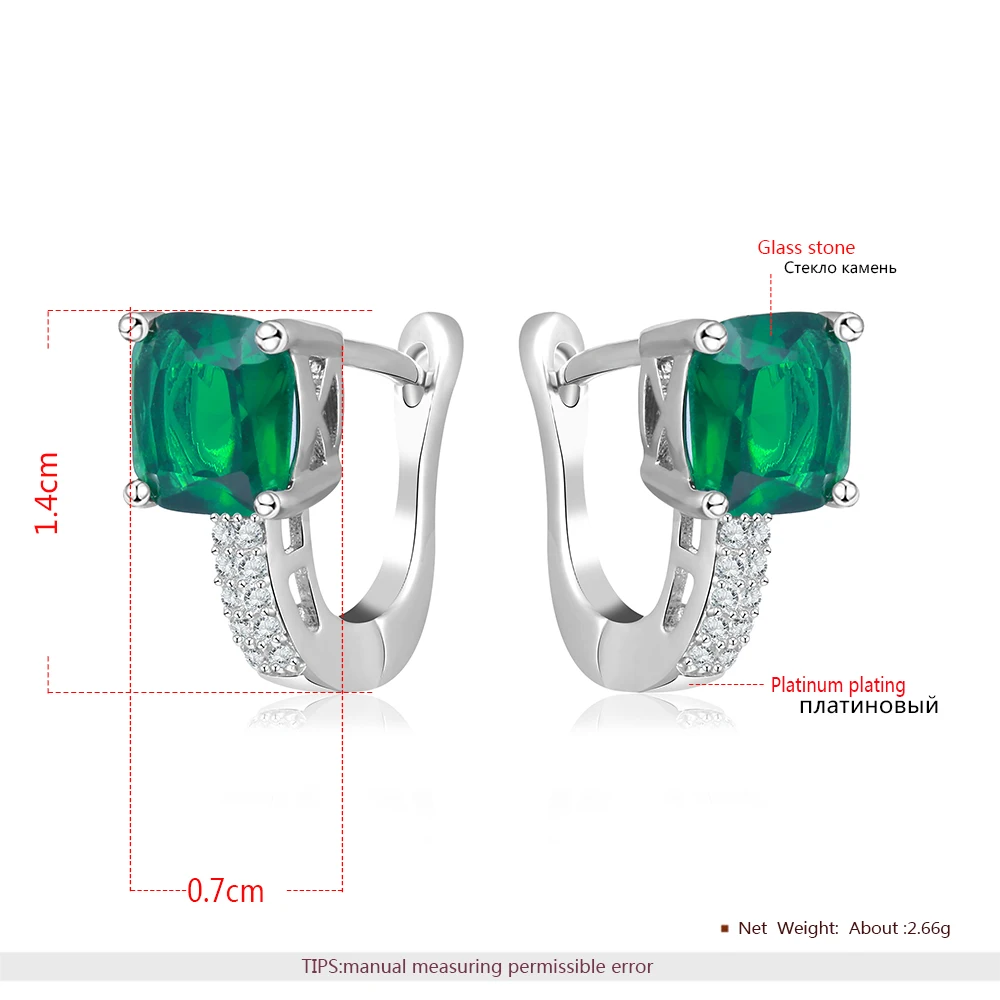 CC Vintage Jewelry Stud Clip Earrings For Women Green CZ Diamant Fashion Wedding Party Accessories Dangle Earring CCE129