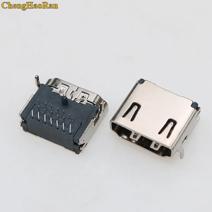 ChengHaoRan HDMI 19 PIN female interface connector 3 rows 19pin（7PIN 6PIN 6PIN）90 degree HDMI socket repair replacement