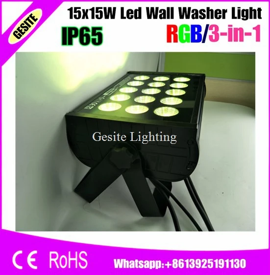 

4pcs/lot 15x15w rgb outdoor wall washer led city color waterproof 3 in 1 flood dj light