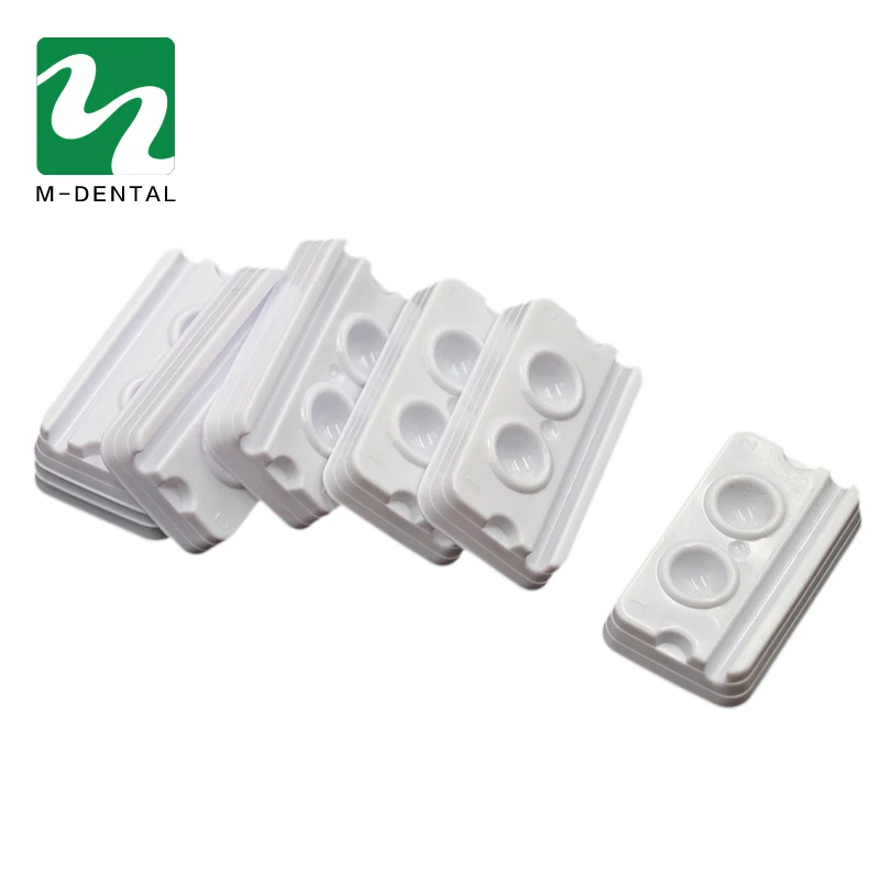 100pcs/Bag Dental 2 slots Mixing Wells Disposable Bonding Resin AdhesiveDental Material Plastic Palette