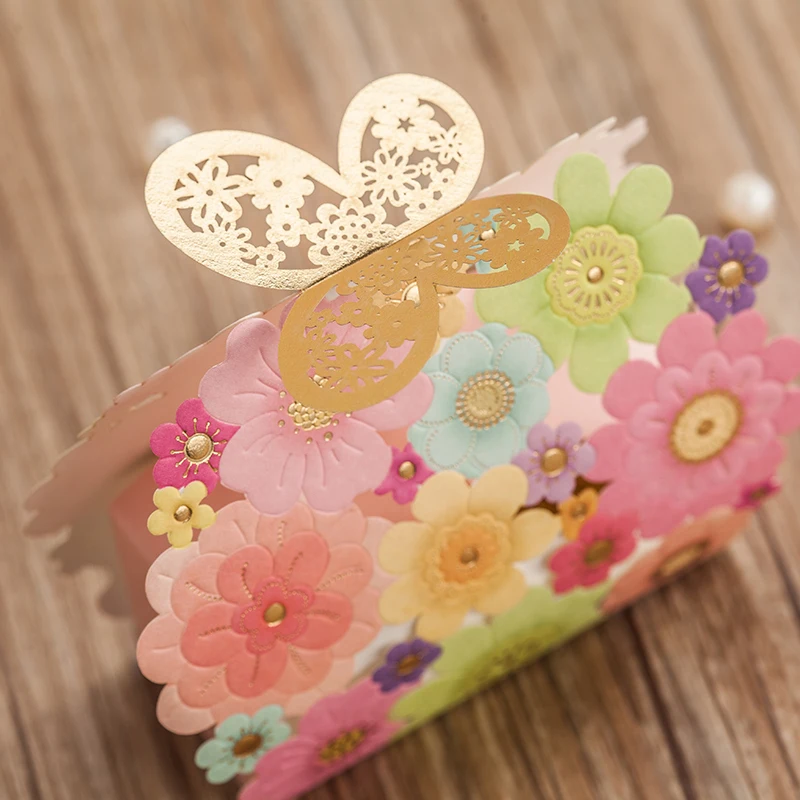 Hot Sale New Laser Hollow butterfly Buckle 50ps Laser Design Candy Box, Wedding Gift Bags, Candy and Gift Boxes