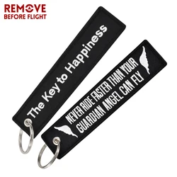 LLavero de moda para motocicletas, etiqueta de marca, The Key to happy, Fobs, Chaveiro Remove Before Flight