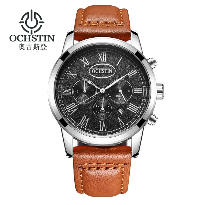 

NEW Luxury Brand OCHSTIN Men Sport Watches Men's Quartz Clock Man Army Military Leather Wrist Watch 2017 Relogio Masculino