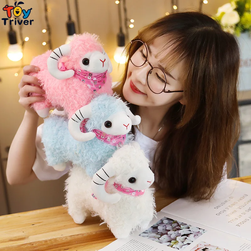 Kawaii Sheep Goat Lamb Alpaca Plush Toys Triver Stuffed Animals Doll Toys Baby Kids Children Girl Birthday Gift Home Decor Craft