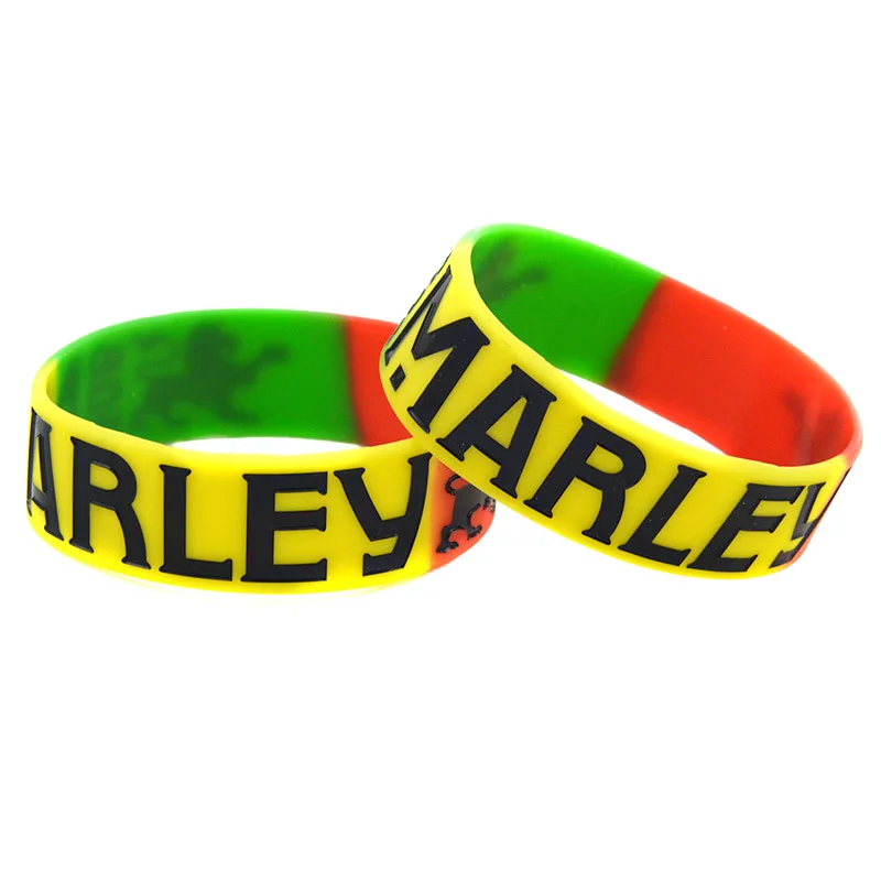 1 PC Bob Marley Silicone Wristband 1 Inch Wide Subsection Color Bangle