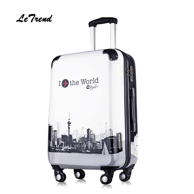 Letrend Creatieve Vrouwen Rolling Bagage Spinner Koffers Wielen Trolley Wachtwoord Reistas 20 Inch Mannen Cabine Kofferbak