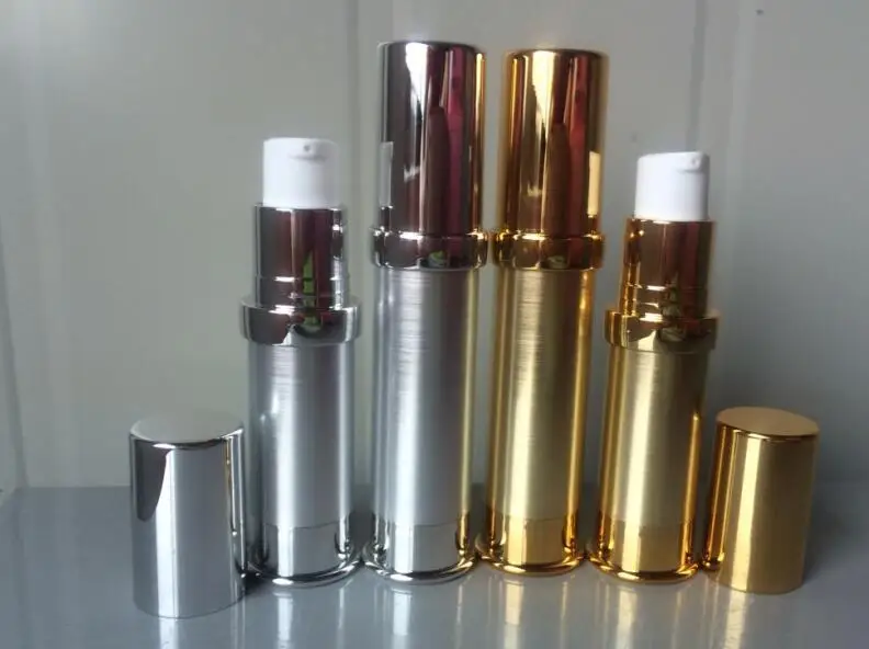 

100pcs gold 5ml airless pump bottles, wholesale empty 5ml plastic packaging with airless pump, 5ml eye cream airless container