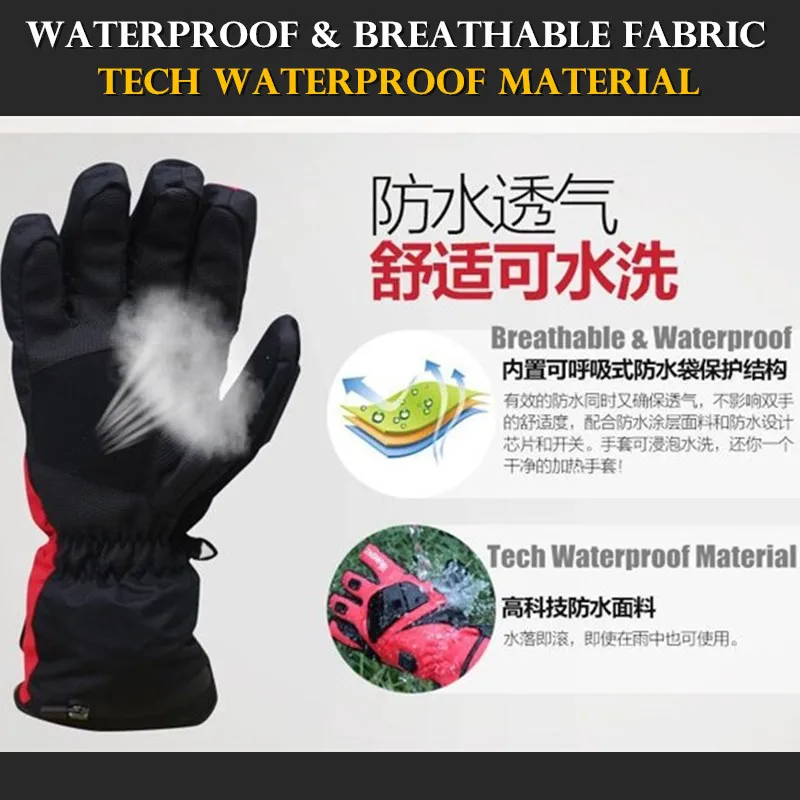 4000mAh Outdoor Electric Heating Gloves For Motor Hunting Winter Warm WaterProof Li-Battery Self Heated Smart Cycling Ski Gloves