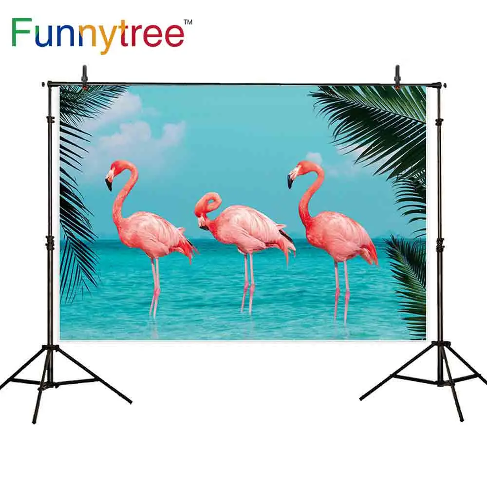 

Funnytree photography background Flamingo festival palm lake natural birthday photocall photobooth studio photography backdrop