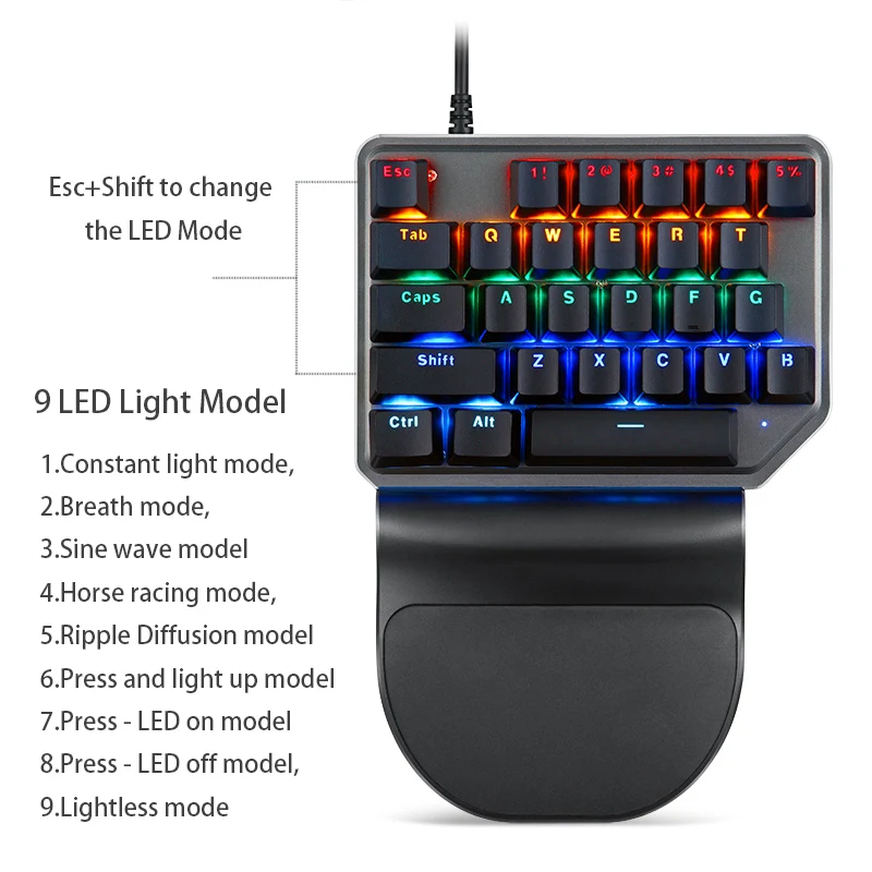 Imagem -05 - Motovelocidade-teclado Mecânico K27 V30 com Fio Usb Led Backlit Etiqueta Russa para Jogos Pubg Chave 27