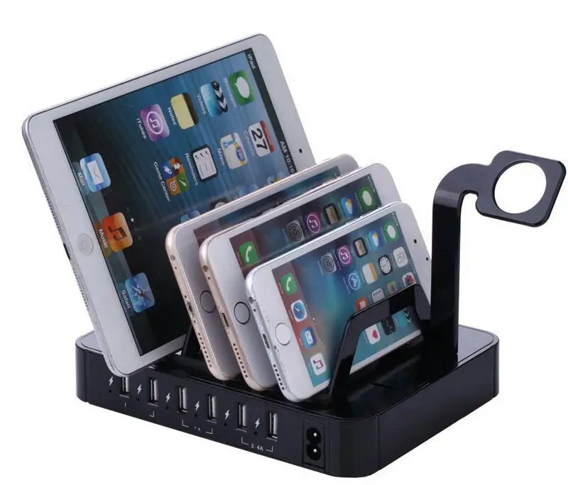 Multi Function Universal USB Charger  6 Ports Charging Station Dock Stand Holder For iPhone 7 6 6S Plus 5 Samsung xiaomi iwatch