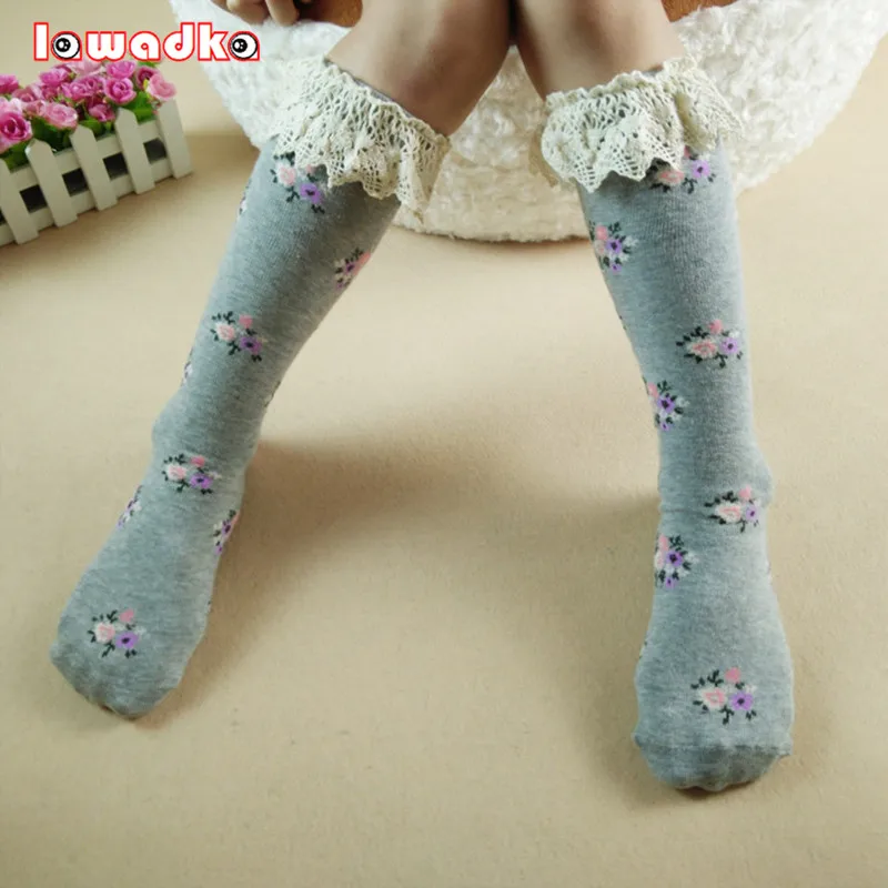 

Lawadka 2-8T Autumn Winter Floral Kid Girls Socks Children's Knee High Socks with Lace Baby Leg Warmers Cotton Princess Style