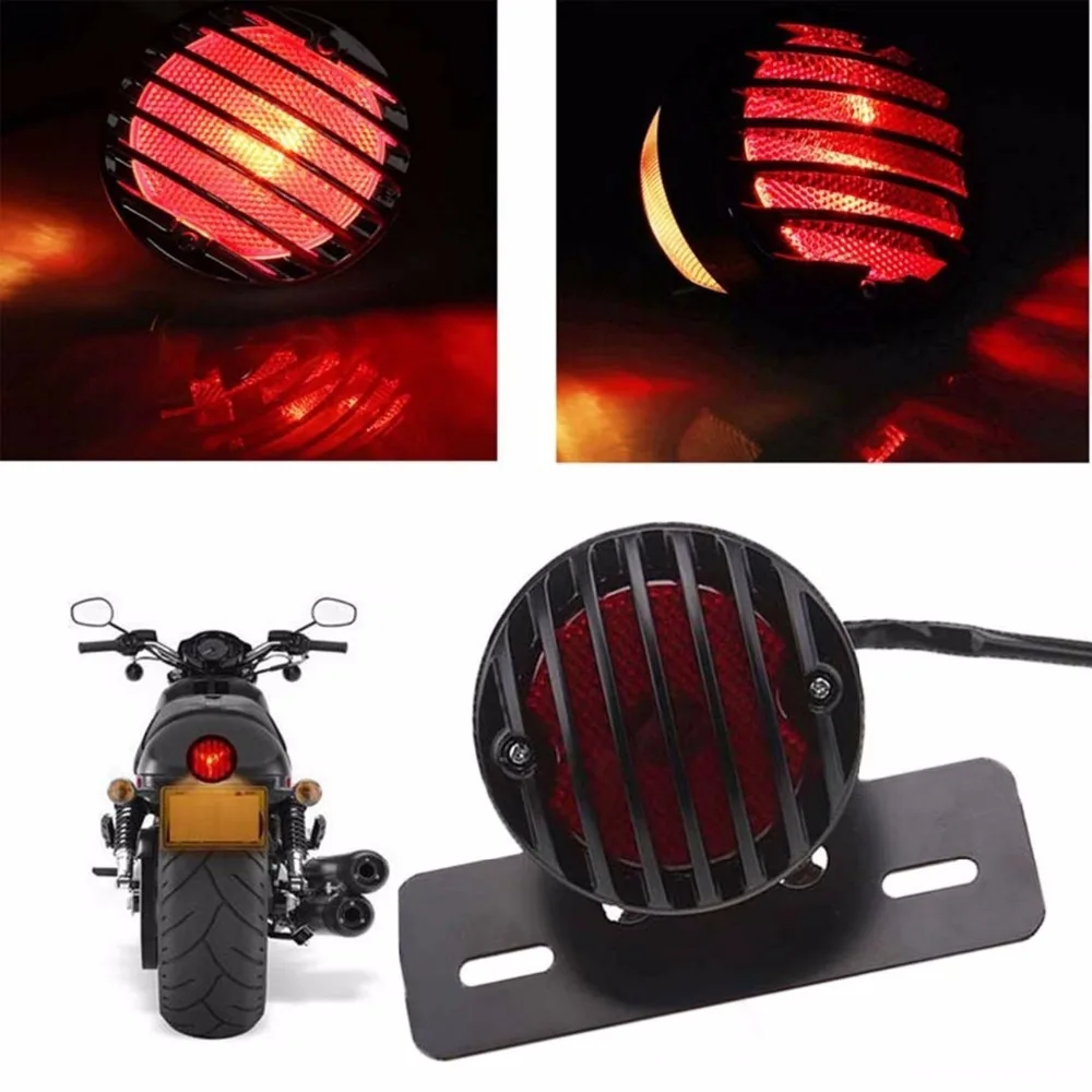 Motorcycle Brake Light License Plate Bracket Side Mount Taillight Taillamp for Sportster Suzuki Yamaha Bobber Chopper