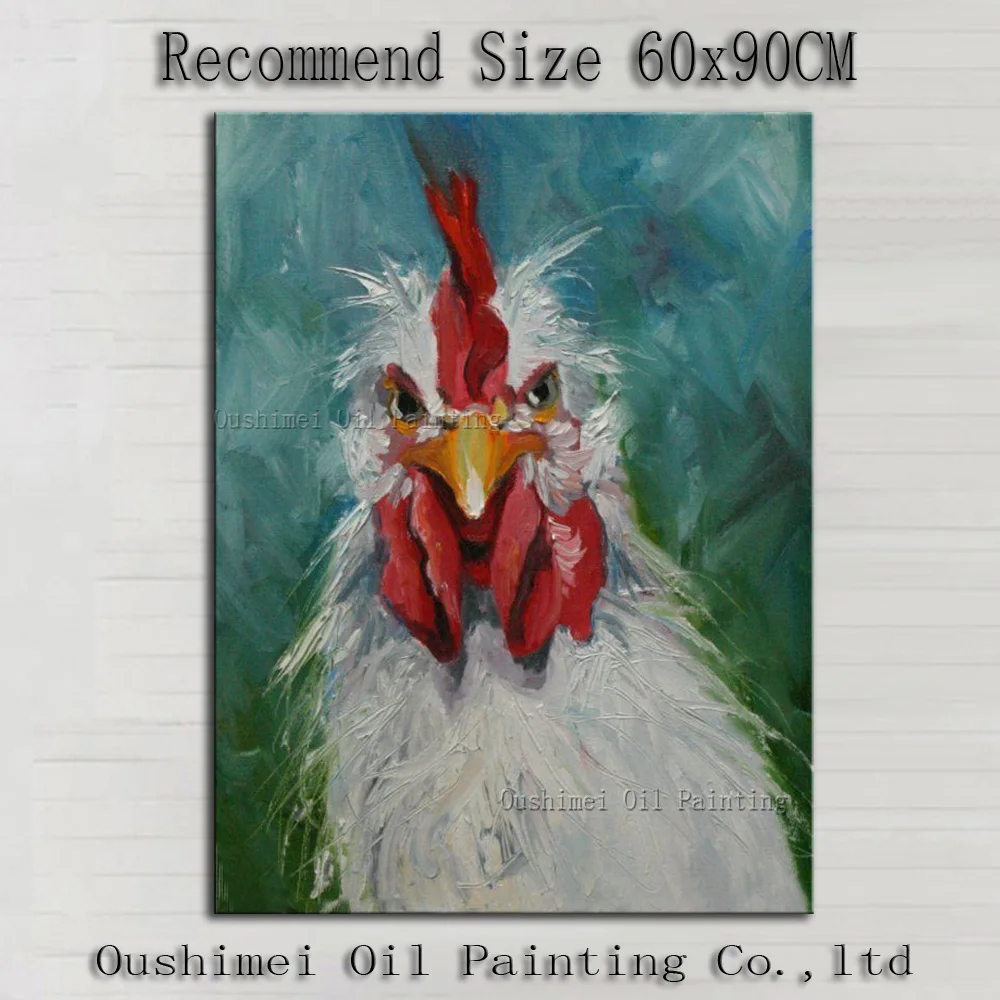 Professional Artist Handmade High Quality Animal Cock Oil Painting On Canvas Hand-painted Modern Rooster Oil Painting Decoration