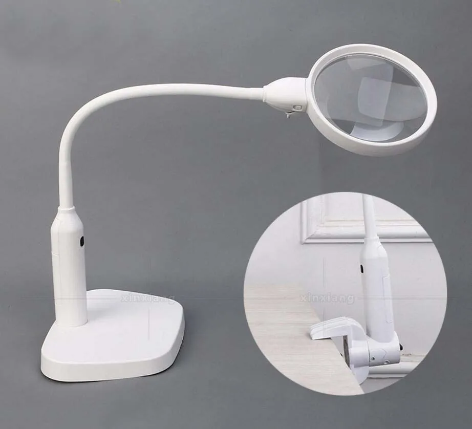 

2X 5X Illuminated Desttop Table Magnifier Sewing Embroidery Magnifying Glass for Reading Watch Cellphone Repair with LED Lamps