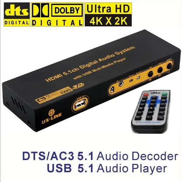 4K * 2K HDMI إلى HDMI محول النازع الفاصل DTS AC3 5.1 وحدة فك ترميز الصوت DAC